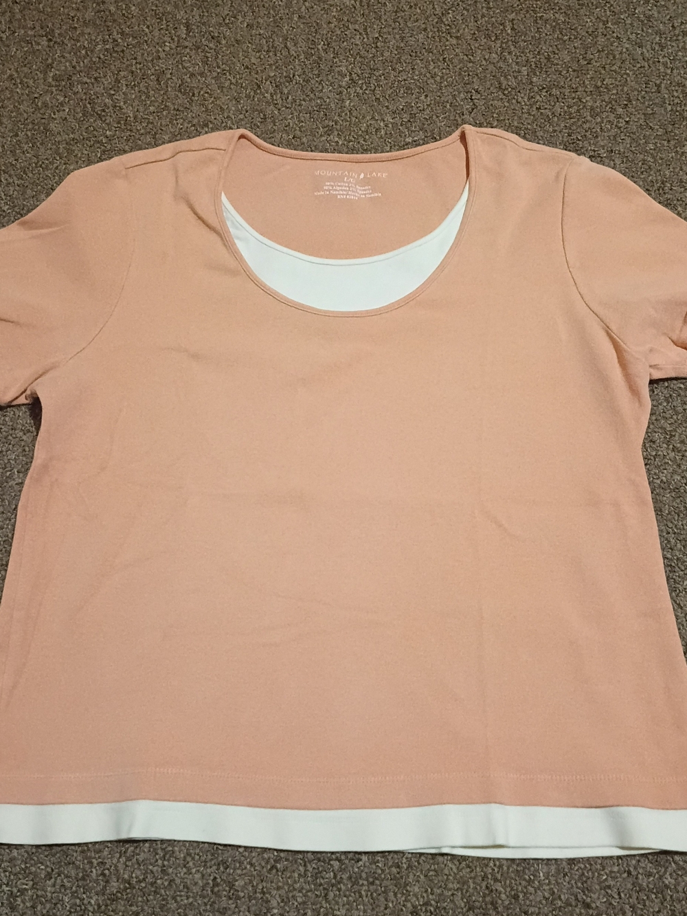 Mountain Lake Peach Short Sleeve Tee with White Inset